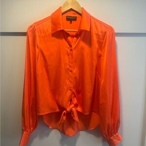 Generation Love Vibrant Orange Tie-Front Blouse